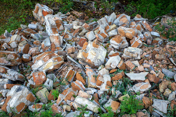 Pile of broken bricks from an old building