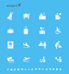 Icon airport set. Vector illustrations with trip simbols.