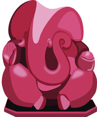 Illustration of Indian god ganpati in red colour