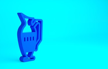 Blue Ancient amphorae icon isolated on blue background. Minimalism concept. 3d illustration 3D render.