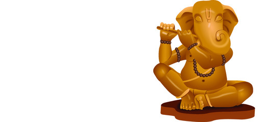 Vector of hindu God Ganesha in wooden effect