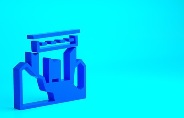 Blue Ancient ruins icon isolated on blue background. Minimalism concept. 3d illustration 3D render.