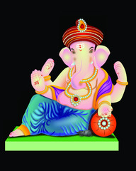 illustration of ganesha sitting on load