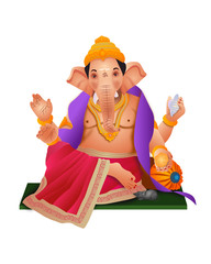 Vector of Indian god ganpati with shovel