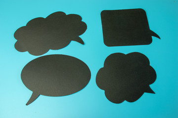 Dialogue or speech empty boxes with copy space. Dialogue bubbles on blue background. Design template