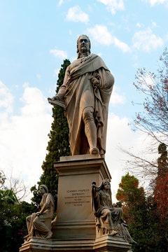 The marble statue of Ioannis Varvakis. Its located in the garden of the Zappeion Palace of Athens, Greece