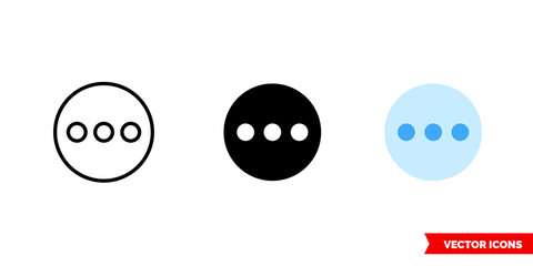 More icon of 3 types color, black and white, outline. Isolated vector sign symbol.