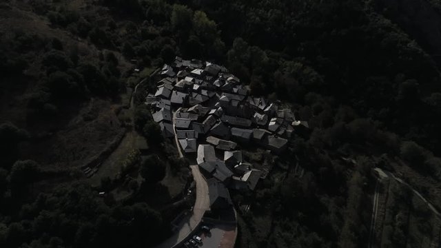 Beautiful village of Pe&ntilde;alba de Santiago. Leon, Spain. Aerial Drone Footage