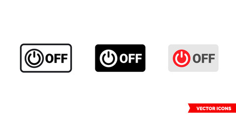 Off symbol icon of 3 types color, black and white, outline. Isolated vector sign symbol.