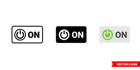 ON symbol icon of 3 types color, black and white, outline. Isolated vector sign symbol.