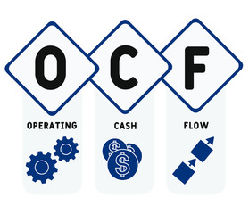 OCF - operating cash flow. acronym business concept. vector illustration concept with keywords and icons. lettering illustration with icons for web banner, flyer, landing page, presentation