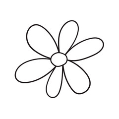 Colorful fantasy doodle cartoon flower isolated on white background. Vector illustration.  