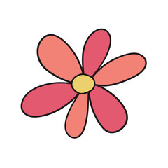 Fototapeta na wymiar Colorful fantasy doodle cartoon flower isolated on white background. Vector illustration. 