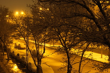Snowy night in Ankara.