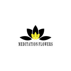 lotus flower logo black symbol meditation design vector