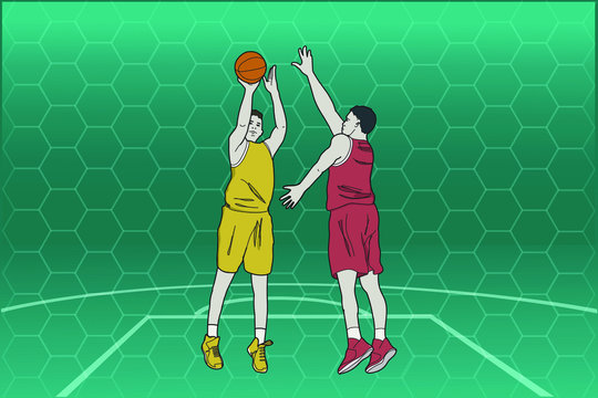 Dos jugadores de basquet en acci&oacute;n