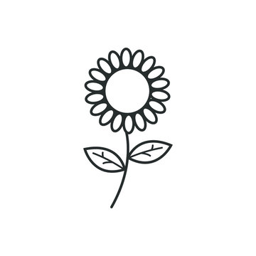 sunflower icon outline black. sunflower logo vector design