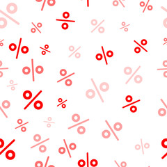Red percent seamless pattern on white background. - obrazy, fototapety, plakaty