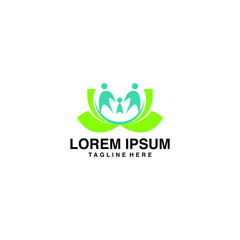 Family With Leaves Under Logo Vector Icon Illustration...