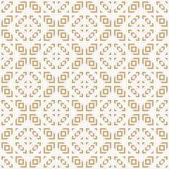 Golden vector geometric seamless pattern. Tribal ethnic motif. Abstract gold texture with squares, triangles, grid, net. Folk style ornament. Modern background. Repeat geo design for decor, print