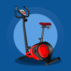 Exercise bike icon. Stationary bike. Sport equipment. Fitness design. Vector illustration