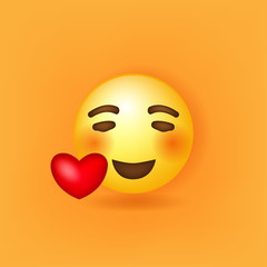 Fototapeta premium Smiling Face emoji with Heart Vector