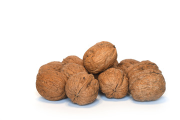 Walnuts isolated on white background