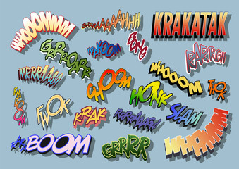 Comic Book Sound Effects, Onomatopoeia Symbols, Comics Words