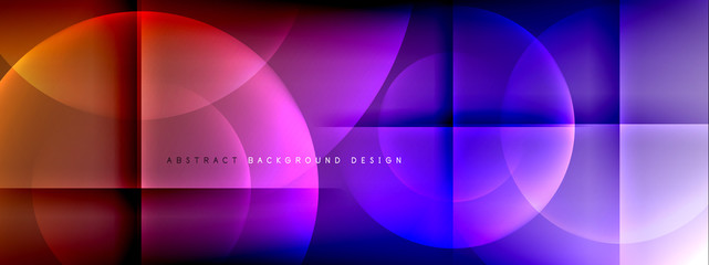 Vector abstract background - circle and cross on fluid gradient with shadows and light effects. Techno or business shiny design templates for text