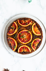 Vegan pie with blood oranges 