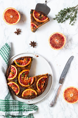 Vegan pie with blood oranges 