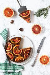 Vegan pie with blood oranges 
