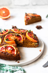 Vegan pie with blood oranges 