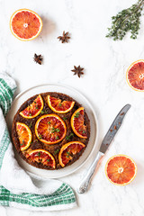 Vegan pie with blood oranges 