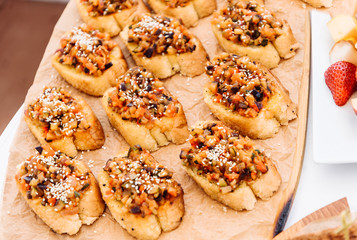 catering treats on the table for an event birthday, wedding or anniversary, corporate party or meeting