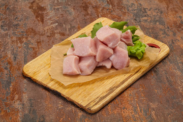 Raw fresh pork meat cube