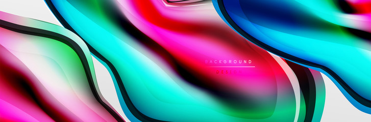 Vector abstract background, flowing liquid style bubble with metallic, color quicksilver chrome texture and color glow effects
