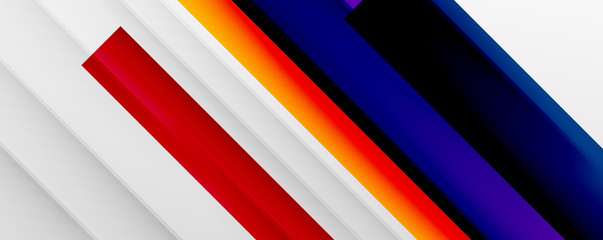 Fototapeta premium Geometric abstract backgrounds with shadow lines, modern forms, rectangles, squares and fluid gradients. Bright colorful stripes cool backdrops