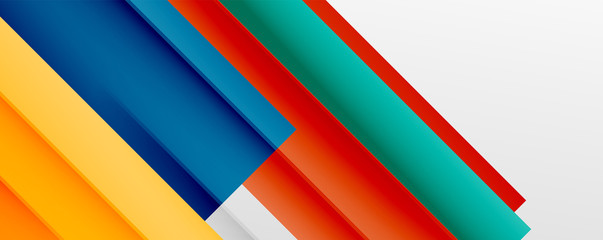 Geometric abstract backgrounds with shadow lines, modern forms, rectangles, squares and fluid gradients. Bright colorful stripes cool backdrops