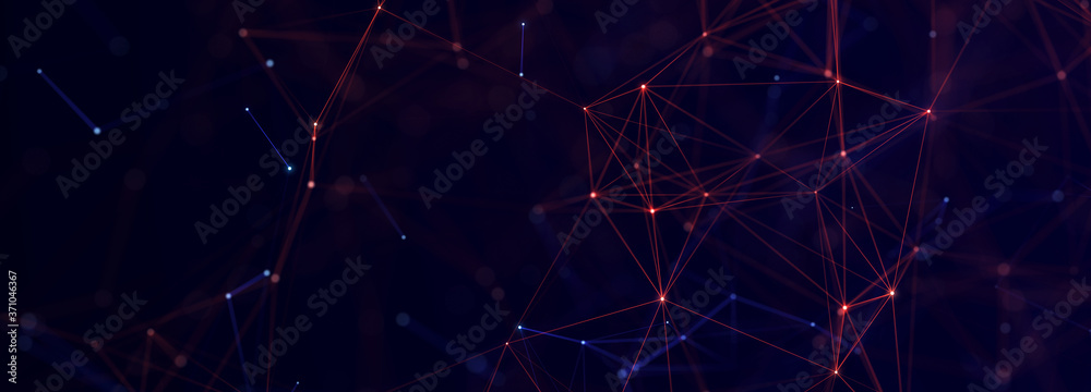 Aufkleber Technology background. Abstract digital combination dots and lines. Network connection structure. 3d Widescreen