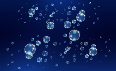 White beautiful bubbles on a transparent background vector illustration. Soap bubbles.