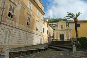 Fototapeta na wymiar Oratorio dei Disciplinanti nel centro di Moneglia, in provincia di Genova.