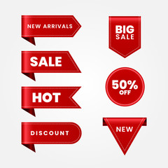 set of red and white sale labels