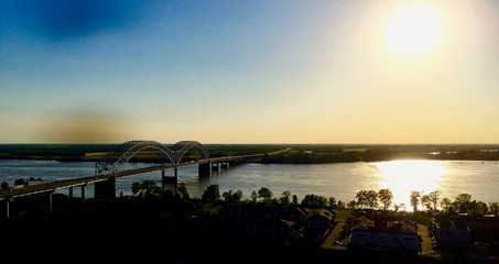 Sunset on Mississippi River in Memphis