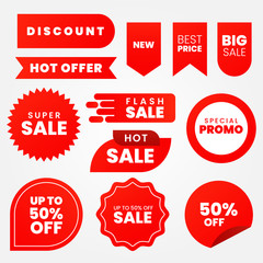 set of red sale stickers