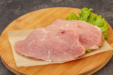 Raw pork steak for cooking