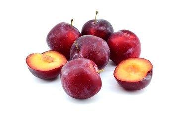 Fototapeta na wymiar Red cherry plum fruit isolated on white background.