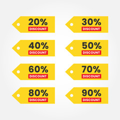 vector illustration set of yellow sale labels
