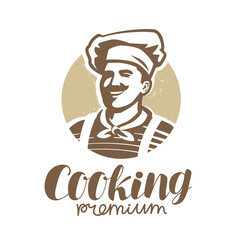 Chef in hat logo. Restaurant, bakery, food symbol