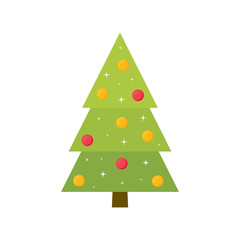 Christmas Tree Silhouette, Festive Christmas Tree Vector Icon Illustration